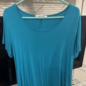 Ladies Jollielovin Short Sleeve Tunic Top- Turquoise- Large
